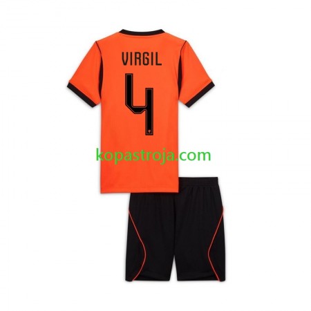 Billiga Fotbollströjor Nederländerna Virgil van Dijk 4 Barn Hemma tröja WM 2026 Kortärmad
